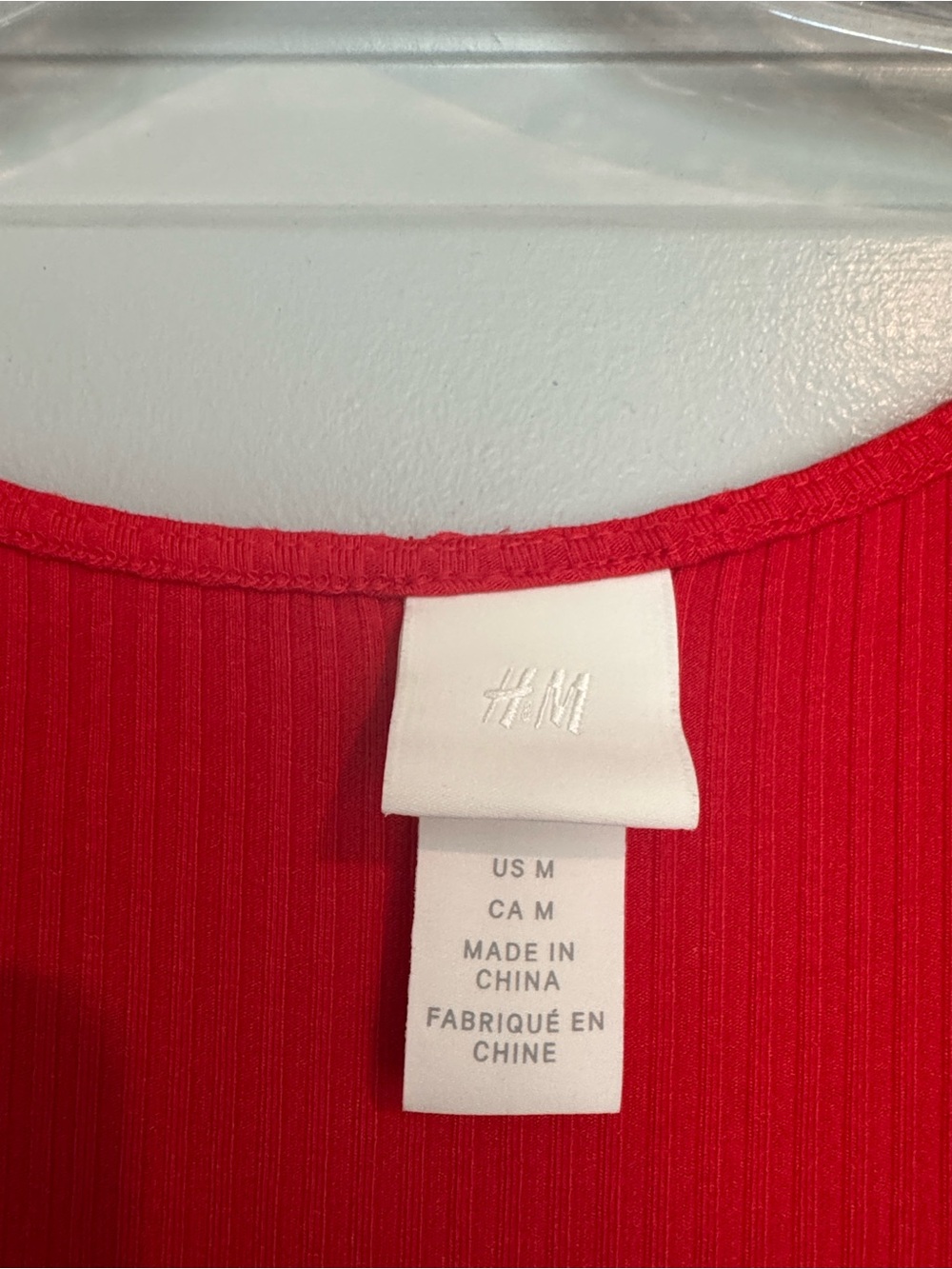 H&M Bright Red Ribbed Button-Front Midi Dress - Picture 2 of 5